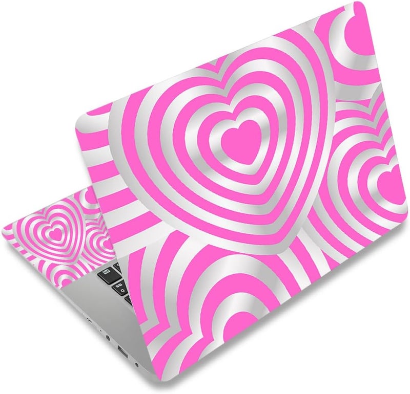 Laptop Stickers Decal,12 13 14 15 15.6 inches Netbook Laptop Skin Sticker Reusable Protector Cover Case for Toshiba Hp Samsung Dell Apple Acer Leonovo Sony Asus Laptop Notebook (Pink Heart)